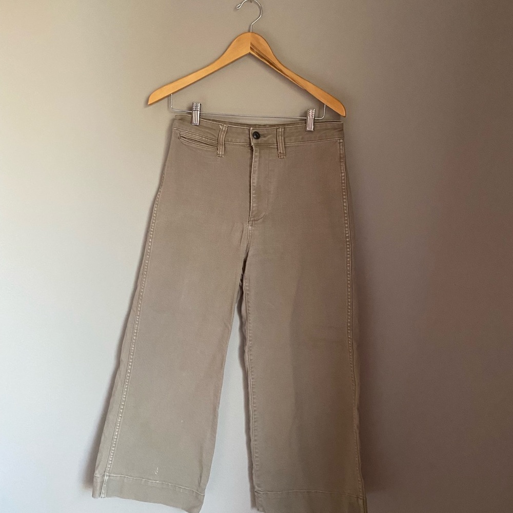 Madewell wide leg, high waisted khaki denim